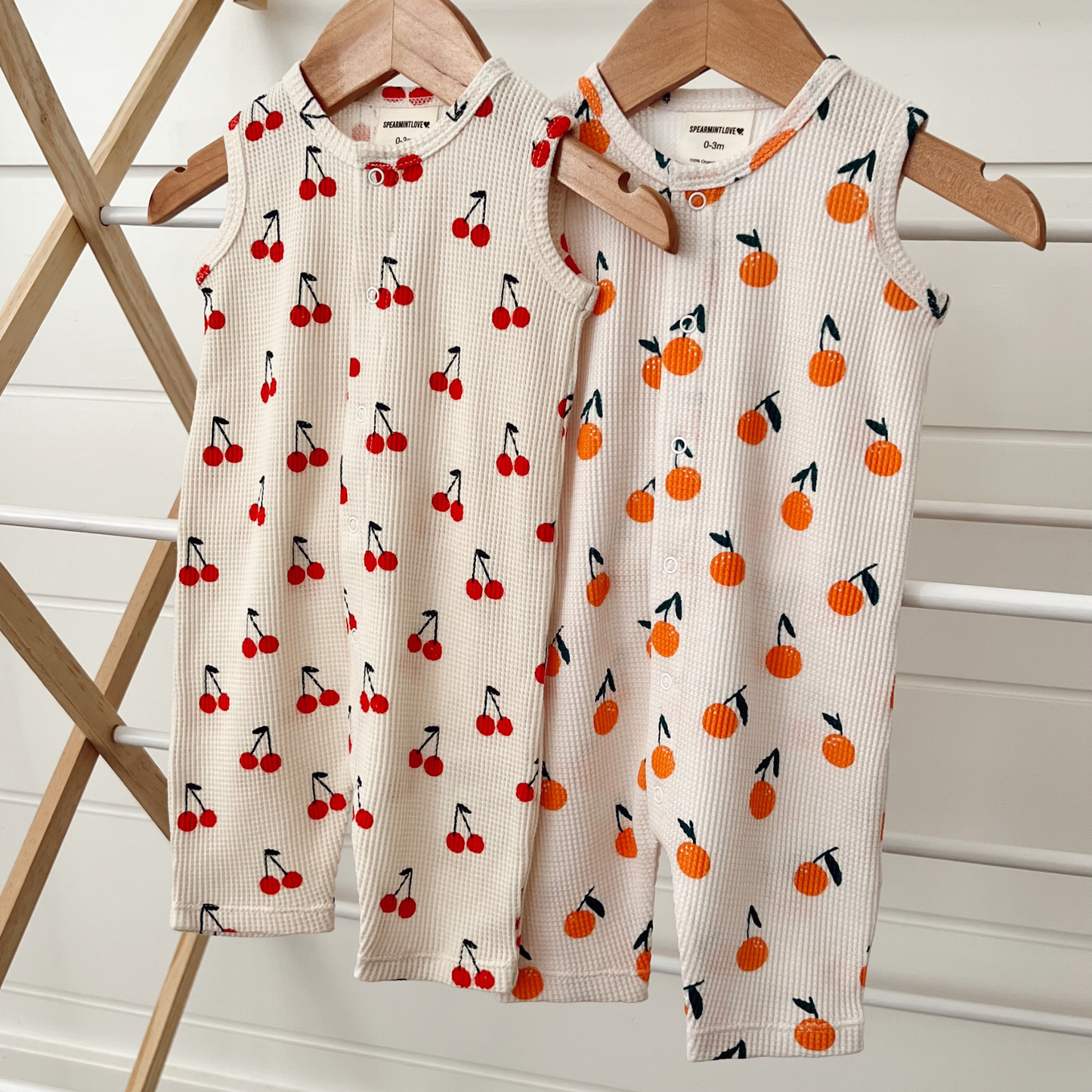 ORGANIC CHERRY WAFFLE ROMPER