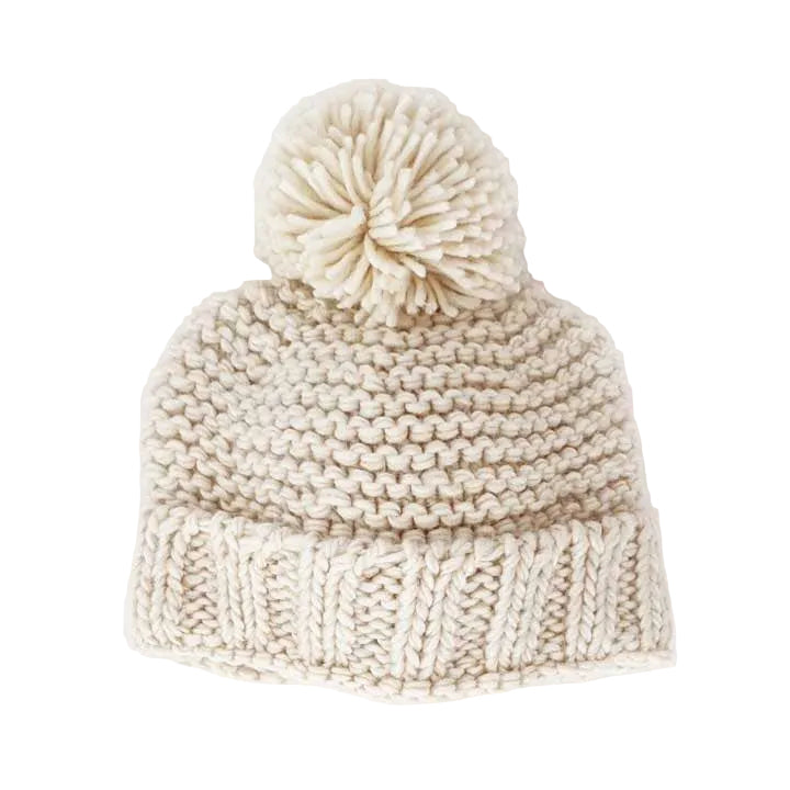 NATURAL GARTER STITCH HAT