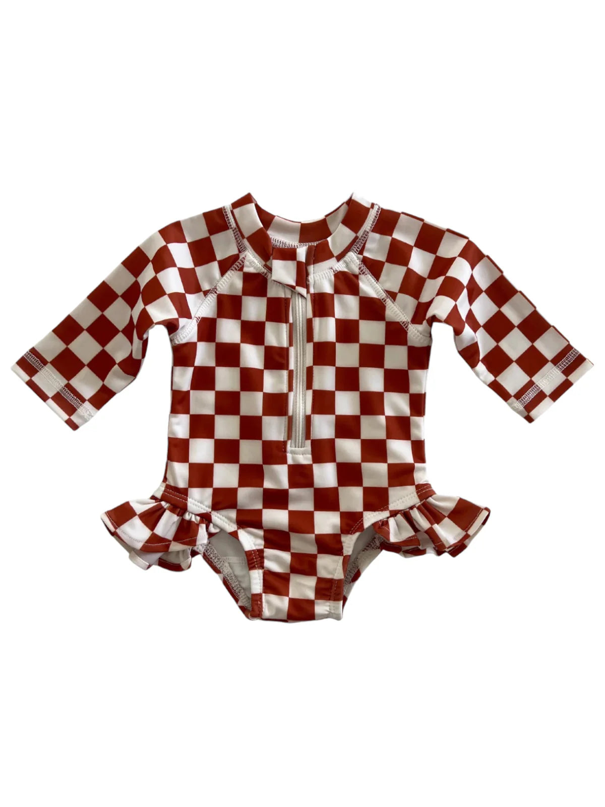 BROWN & WHITE CHECKER SWIMSUIT