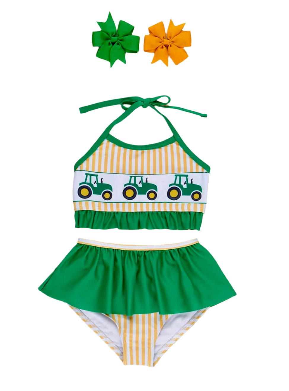 GREEN & YELLOW STRIPE SWIMSUIT