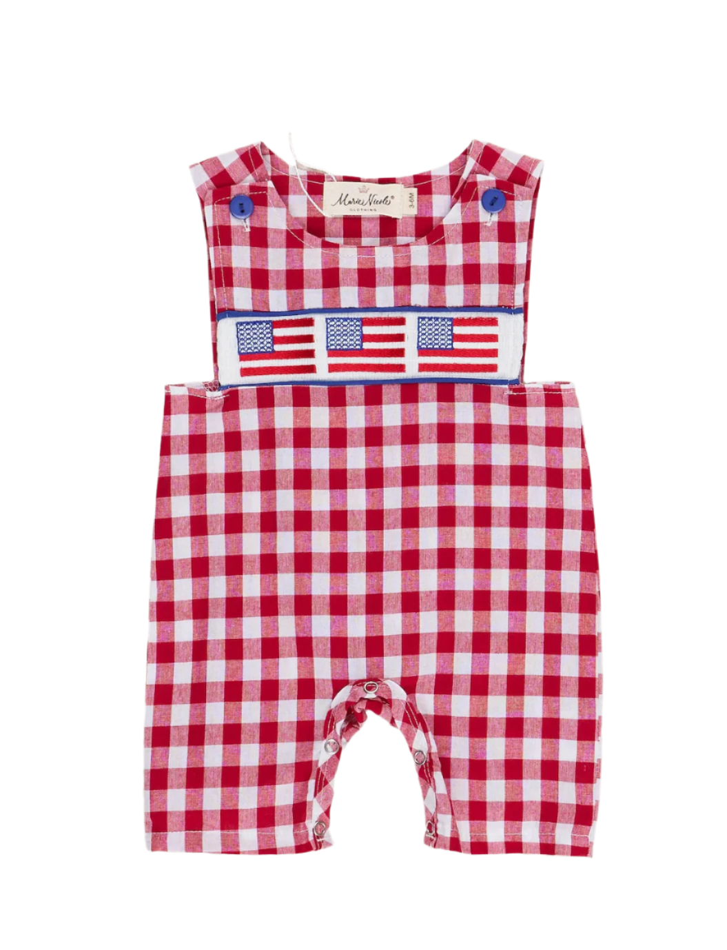 SMOCKED AMERICAN FLAG ROMPER