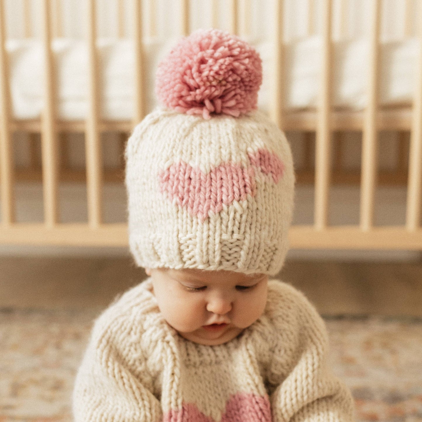 SWEETHEART KNIT BEANIE HAT ROSY