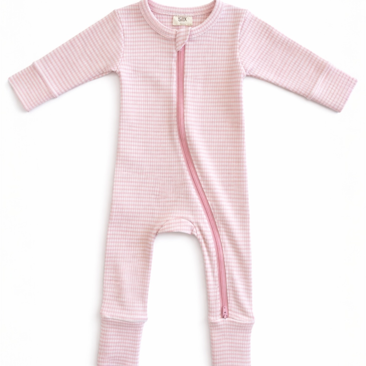 Pink Stripe / Ribbed 2-Way Zip Romper