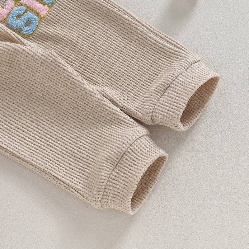 GIRLS WAFFLE EMBROIDERY 2PCS SET