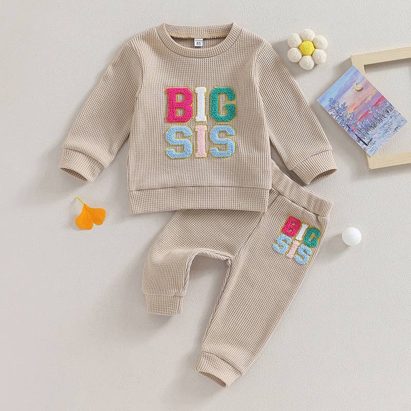 GIRLS WAFFLE EMBROIDERY 2PCS SET