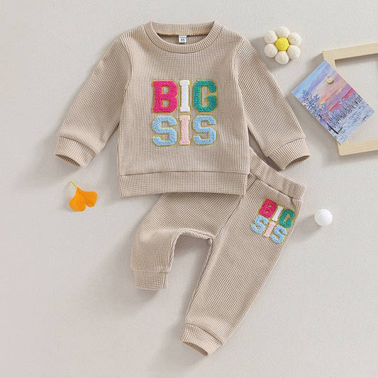 GIRLS WAFFLE EMBROIDERY 2PCS SET