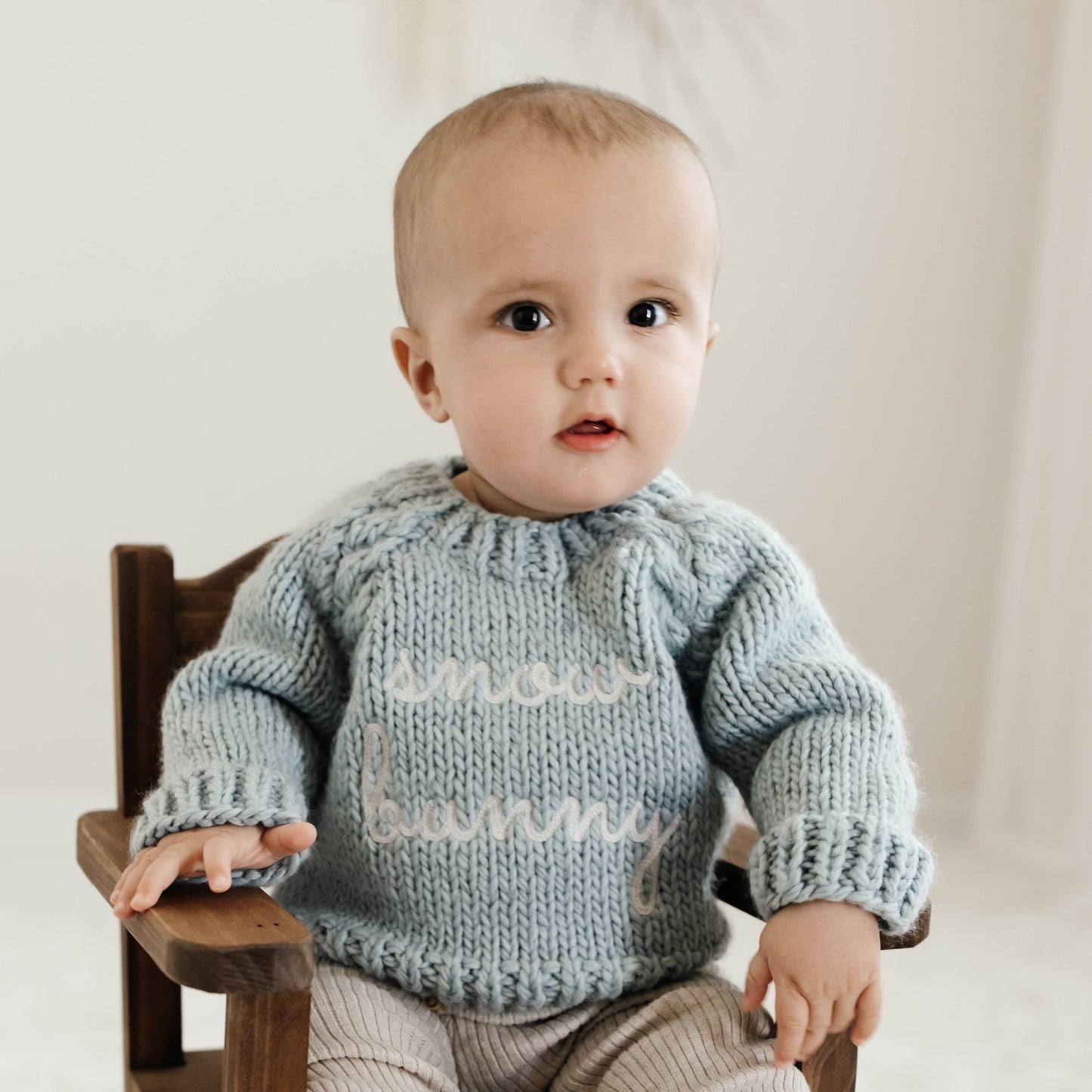 SNOW BUNNY SURF BLUE CREW NECK SWEATER FOR BABY & TODDLER