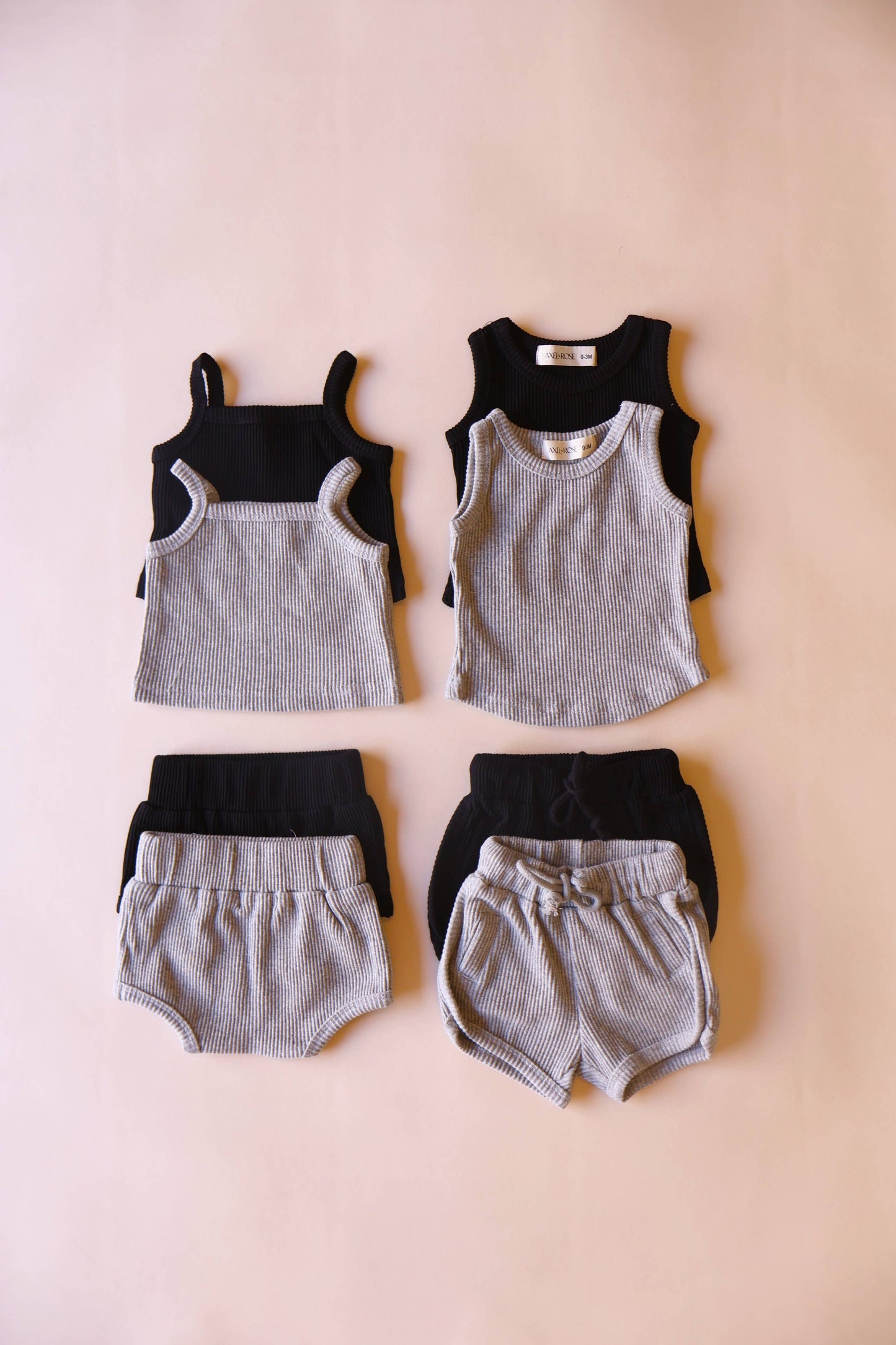 RIBBED GREY TANK SHORT SET