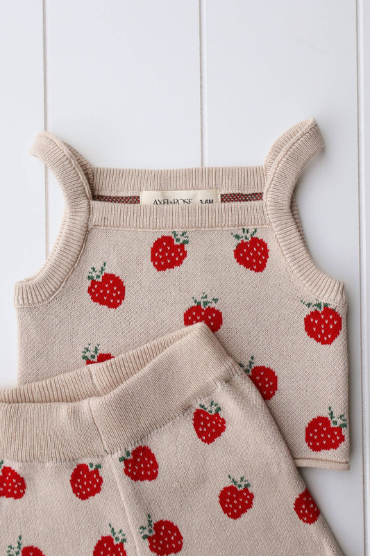 KNIT STRAWBERRY TWO PIECE SET