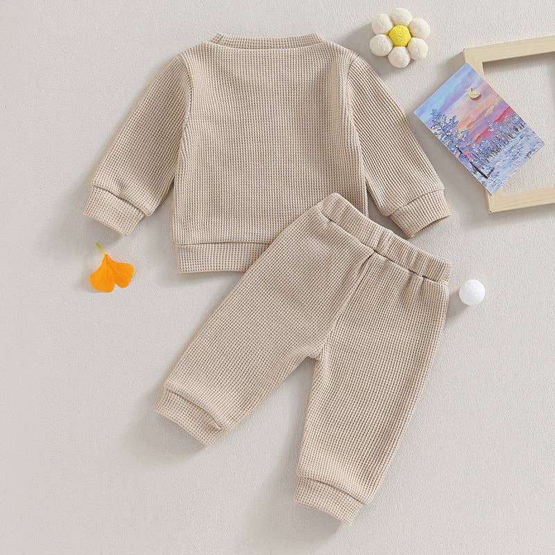 GIRLS WAFFLE EMBROIDERY 2PCS SET