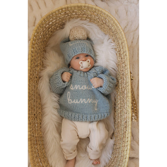 SNOW BUNNY SURF BLUE CREW NECK SWEATER FOR BABY & TODDLER