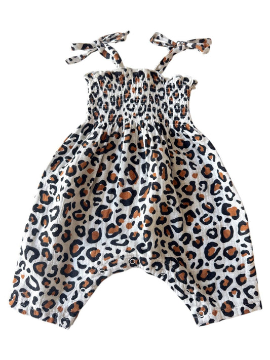 LEOPARD SMOCKED JUMPSUIT