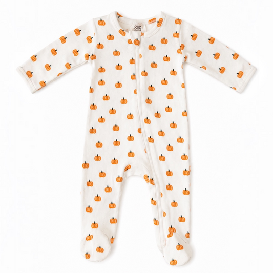 Pumpkin / Organic Pointelle 2-Way Zip Footie