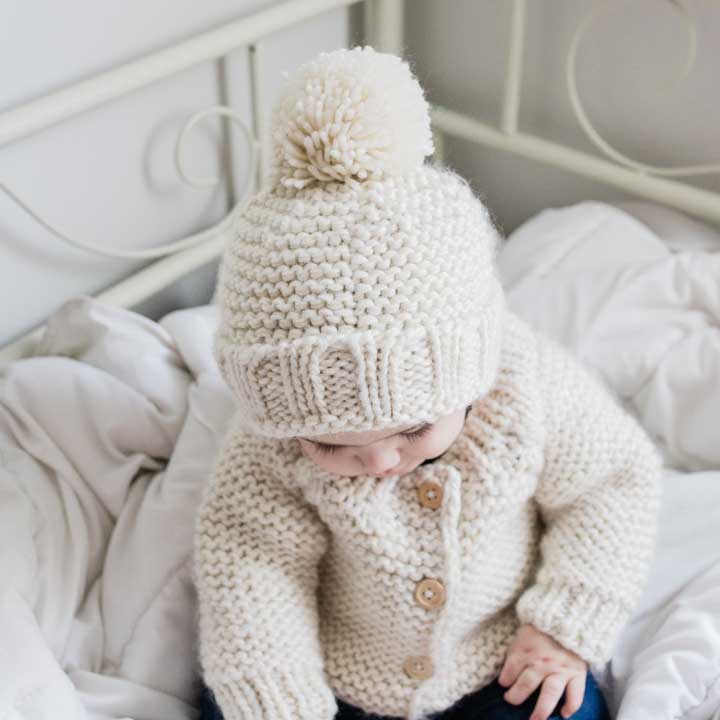 NATURAL GARTER STITCH HAT