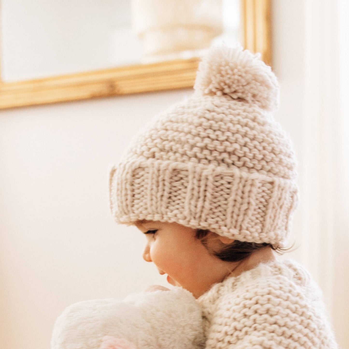 NATURAL GARTER STITCH HAT