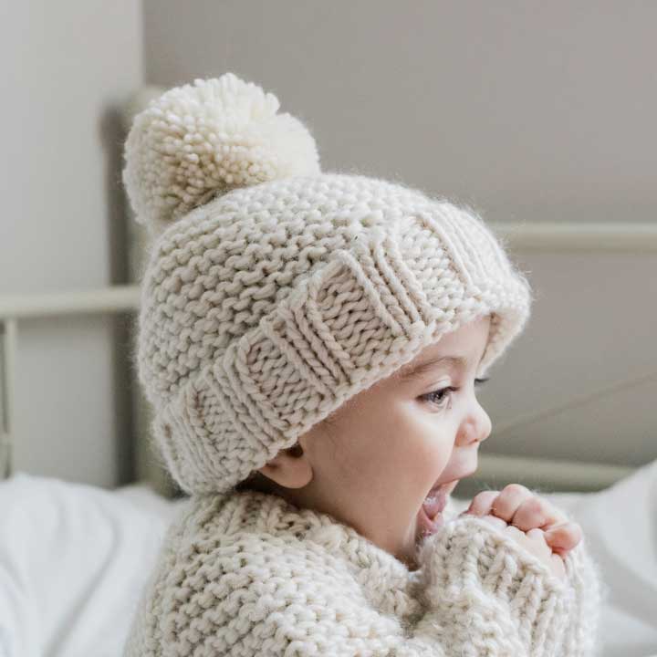 NATURAL GARTER STITCH HAT