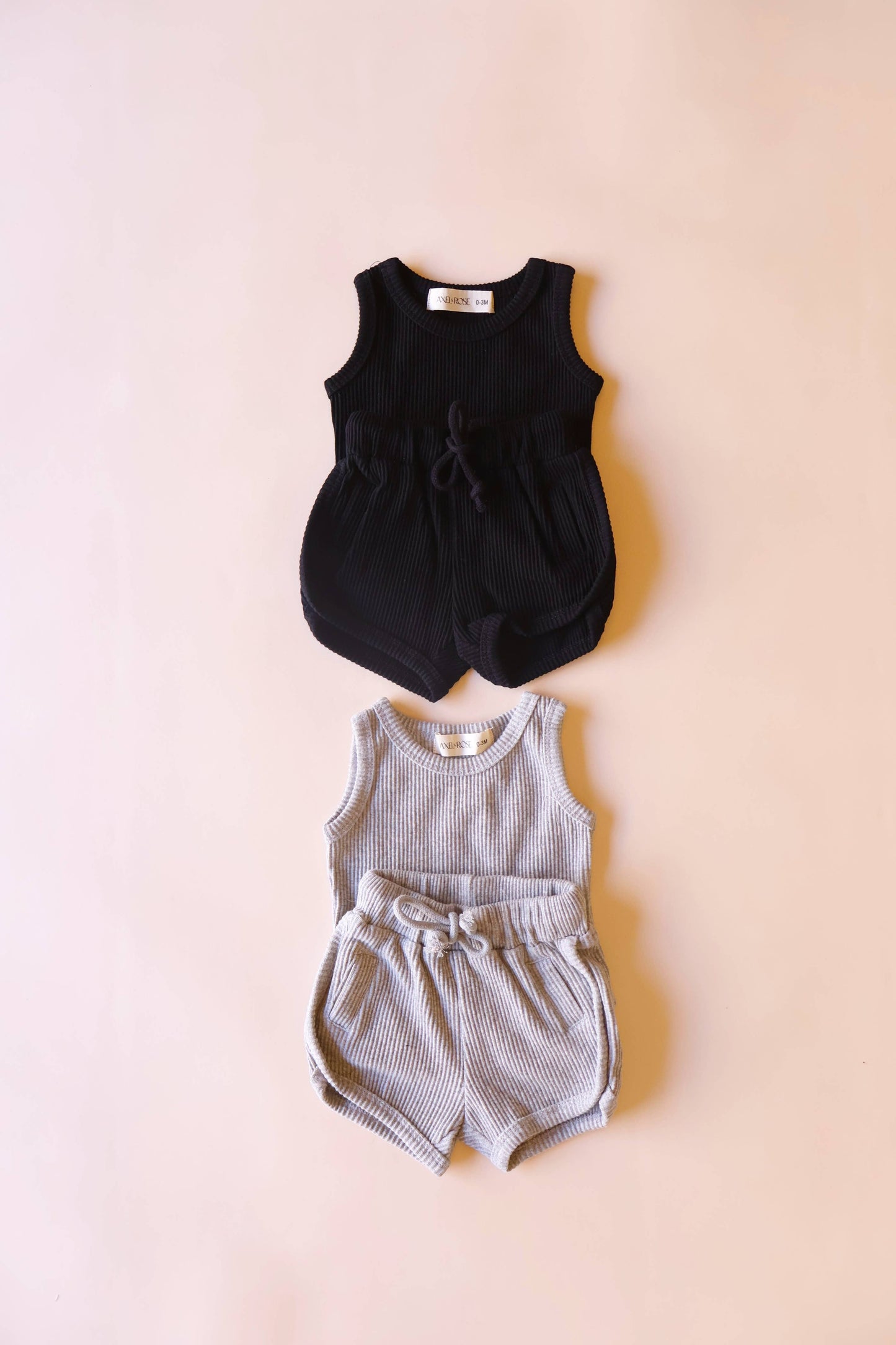 RIBBED GREY TANK SHORT SET