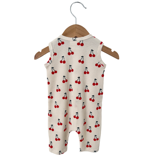 ORGANIC CHERRY WAFFLE ROMPER