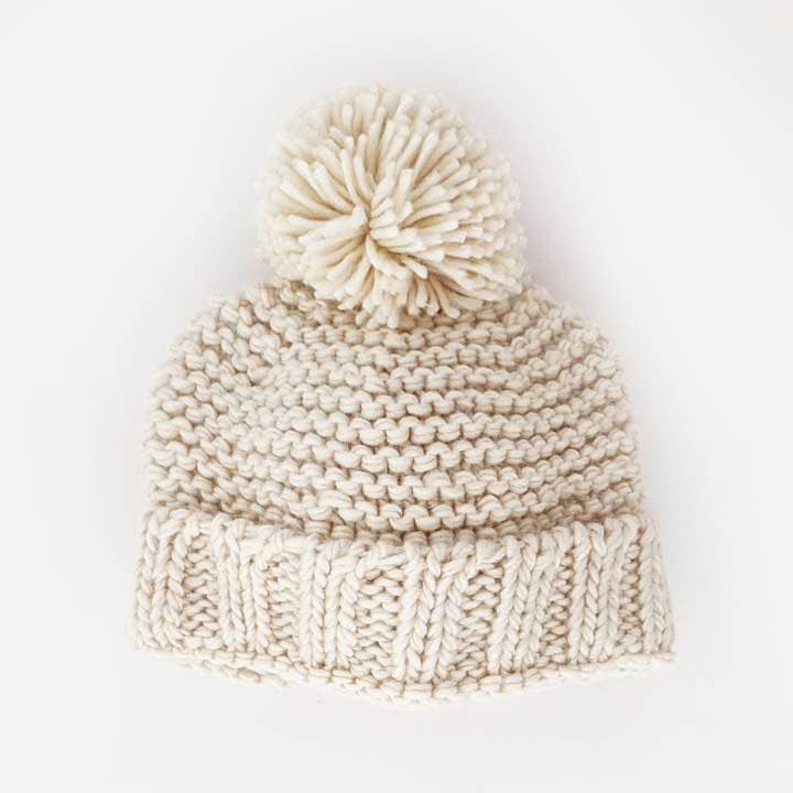 NATURAL GARTER STITCH HAT