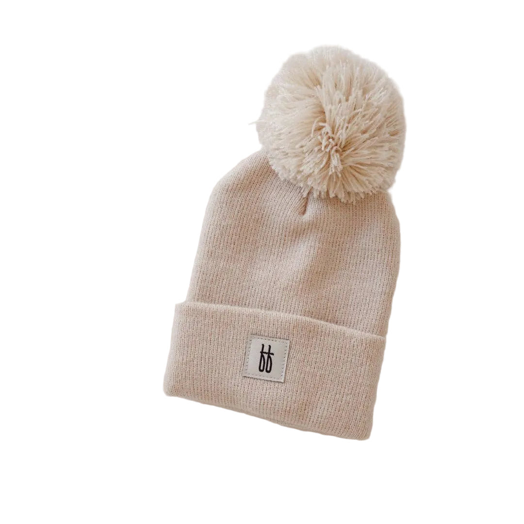 POM TOP KNIT BEANIE | OATMEAL