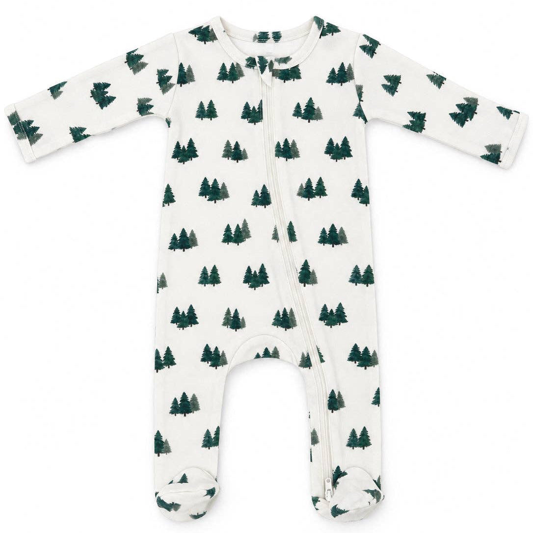 Evergreen Grove / Organic Cotton 2-Way Zip Footie