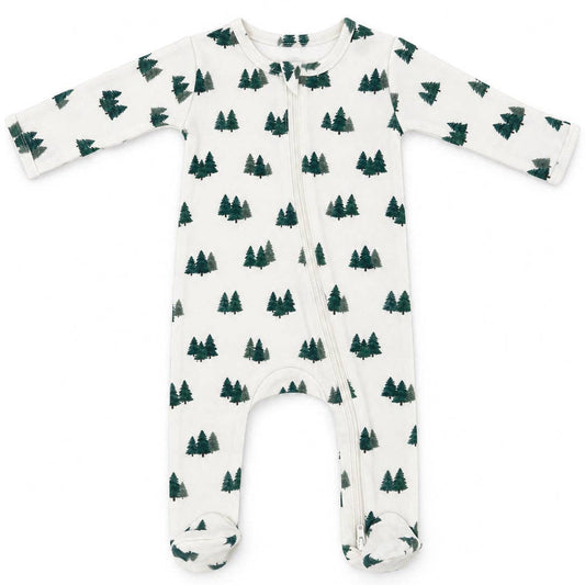 Evergreen Grove / Organic Cotton 2-Way Zip Footie