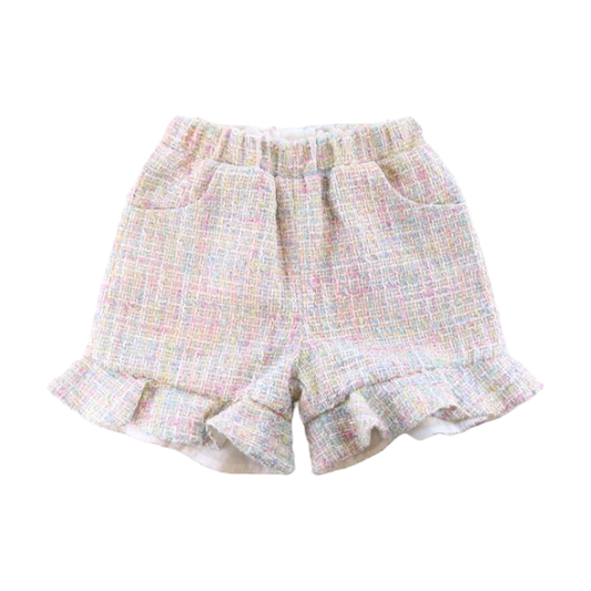 RUFFLE HEM TWEED SHORTS
