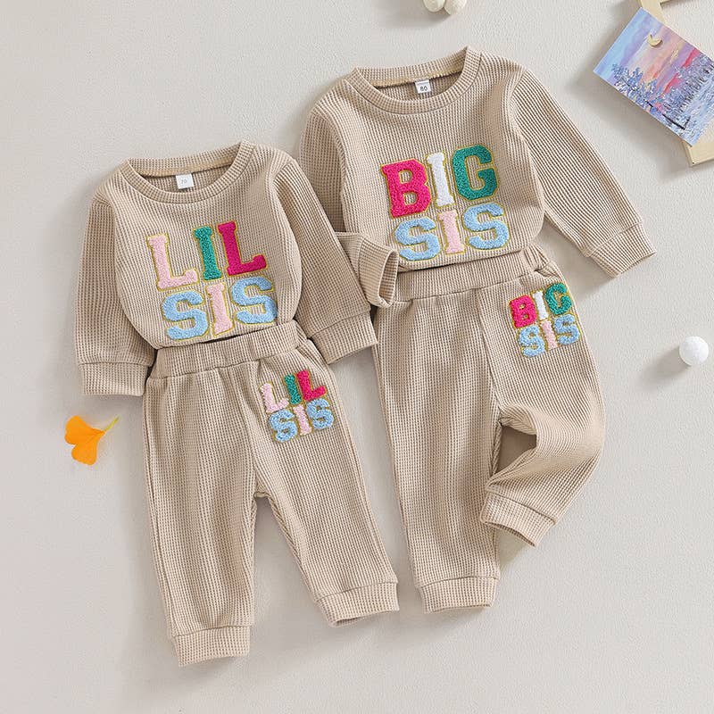 GIRLS WAFFLE EMBROIDERY 2PCS SET