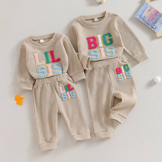 GIRLS WAFFLE EMBROIDERY 2PCS SET